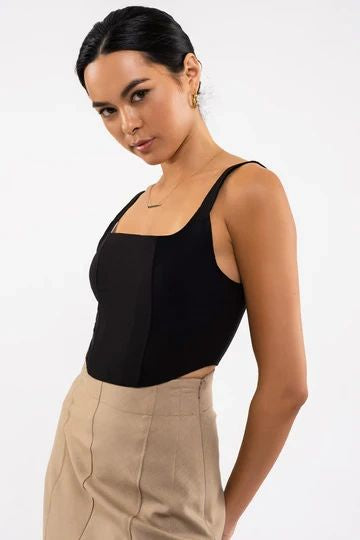 SQUARE NECK CORSET CROP TOP