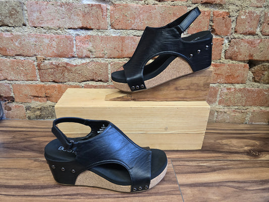 Corkys Smooth Black Wedge