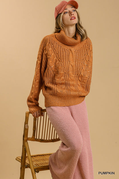 Pumpkin Cable Knit Sweater