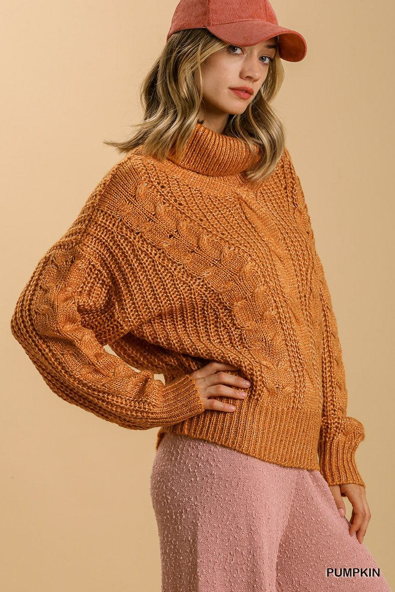 Pumpkin Cable Knit Sweater