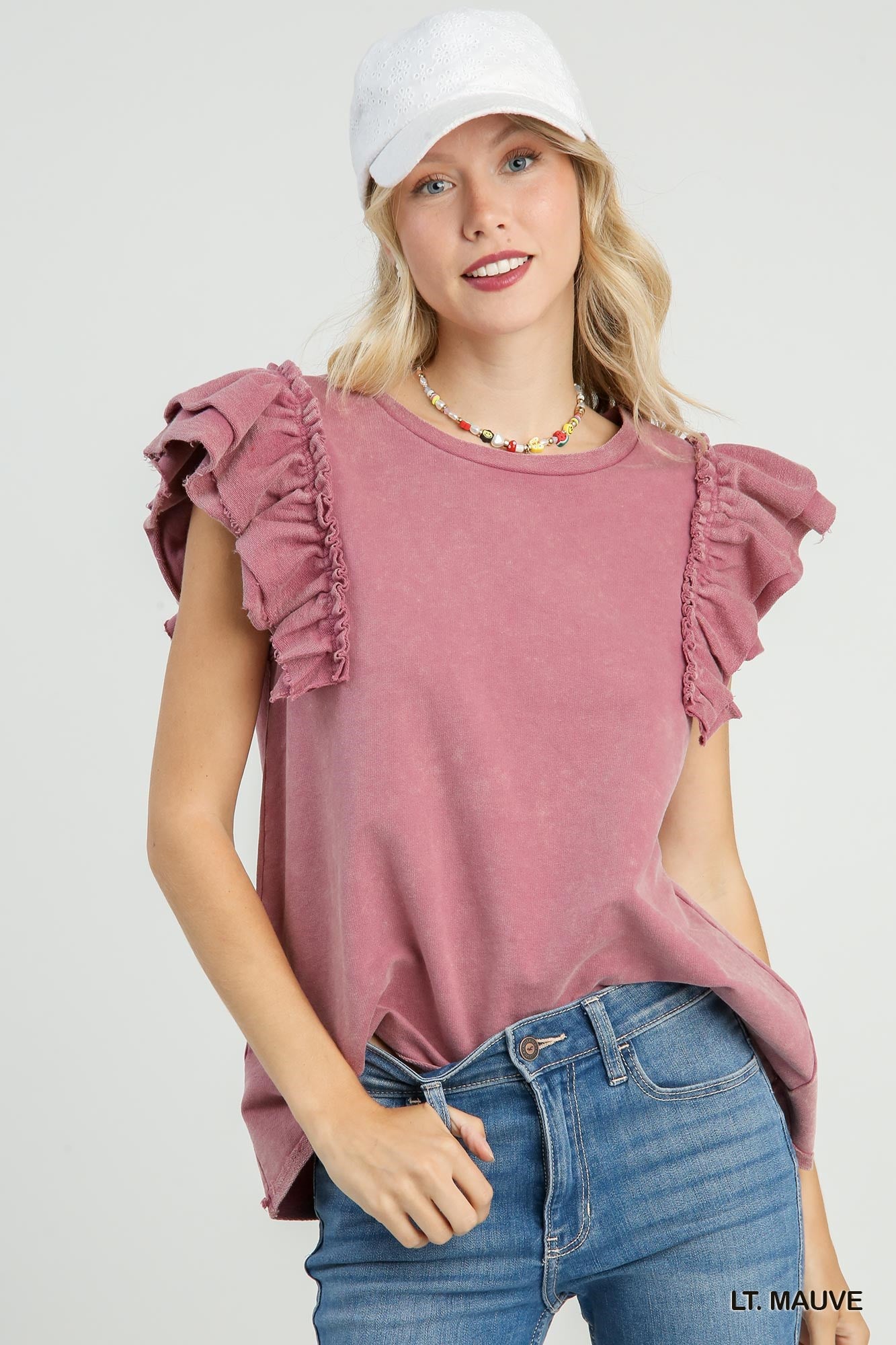 Ruffle Mineral Wash Top