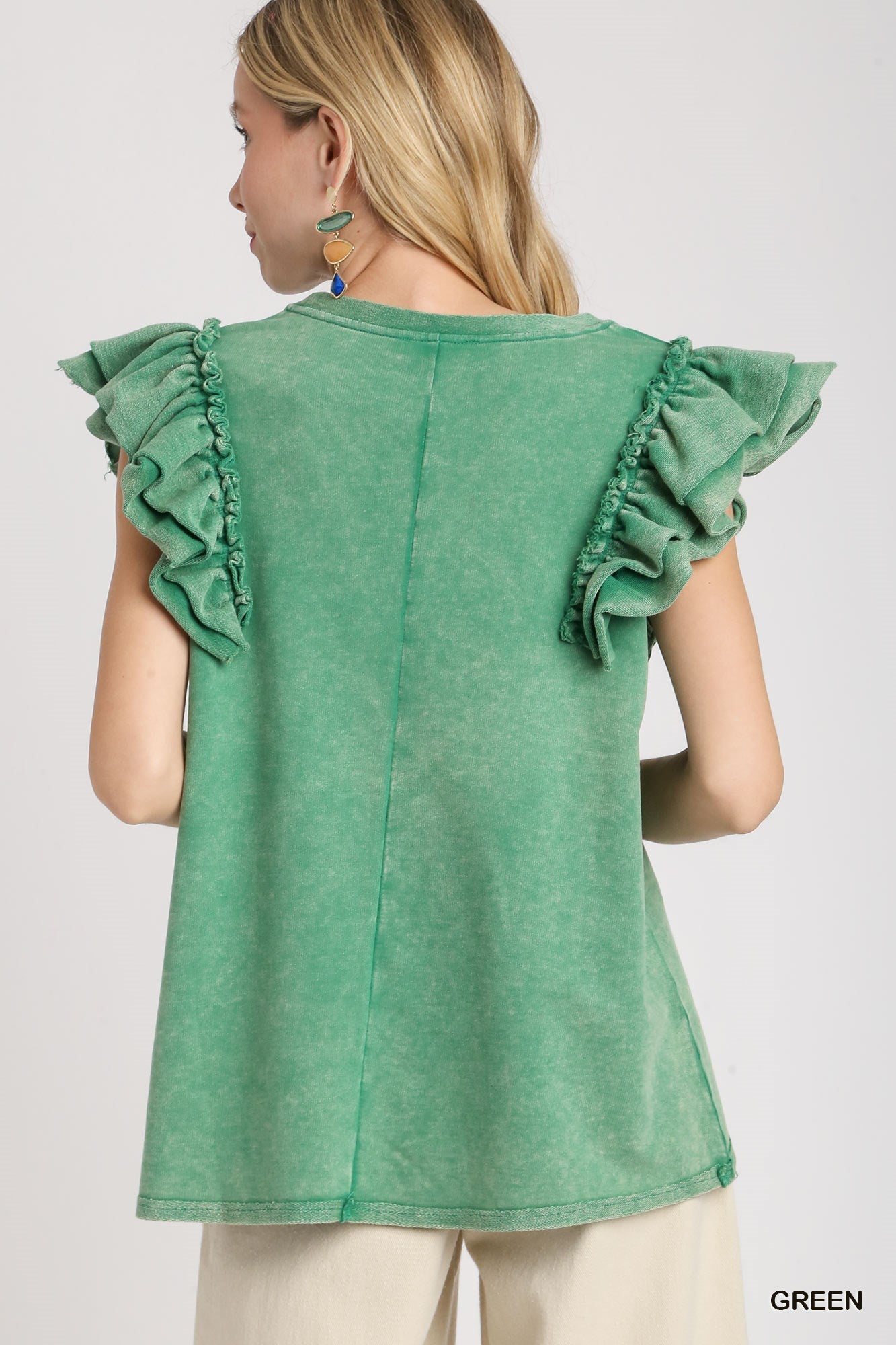 Ruffle Mineral Wash Top
