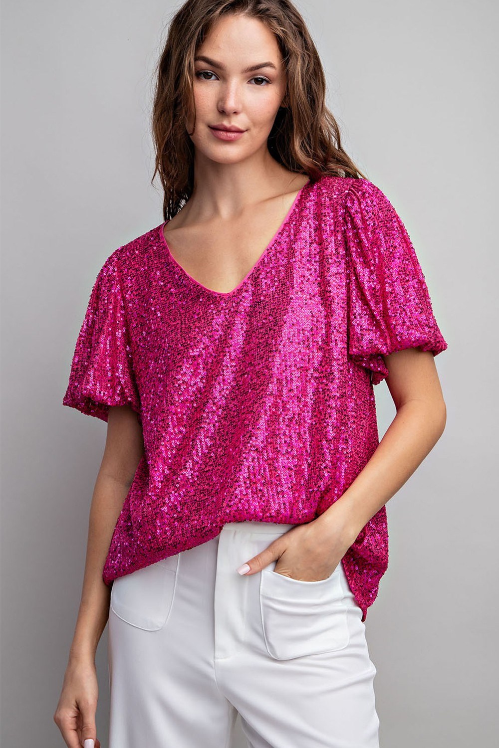 SEQUIN PUFF TOP