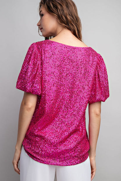 SEQUIN PUFF TOP