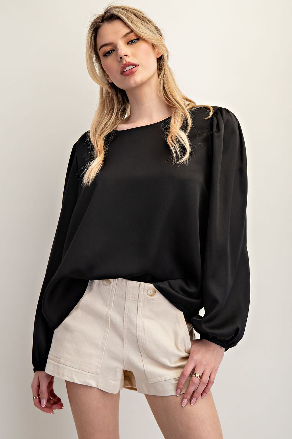 Satin Glow Long Sleeve Top