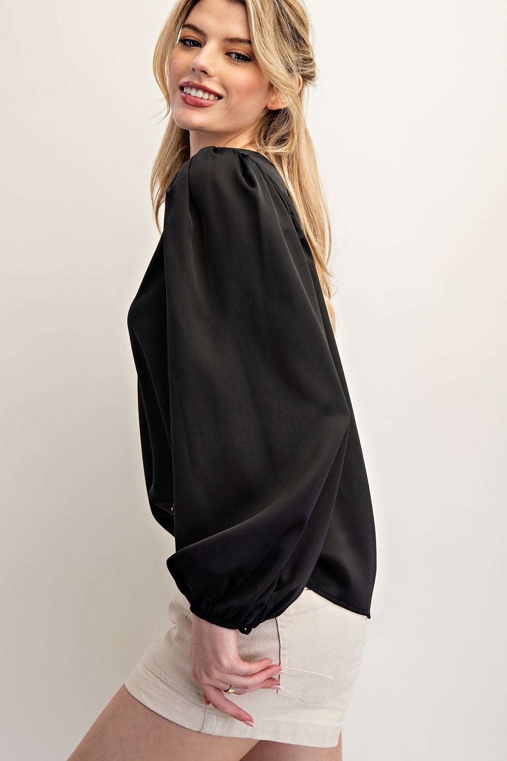 Satin Glow Long Sleeve Top