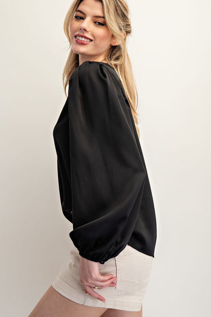 Satin Glow Long Sleeve Top