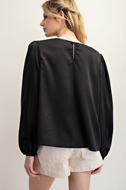 Satin Glow Long Sleeve Top