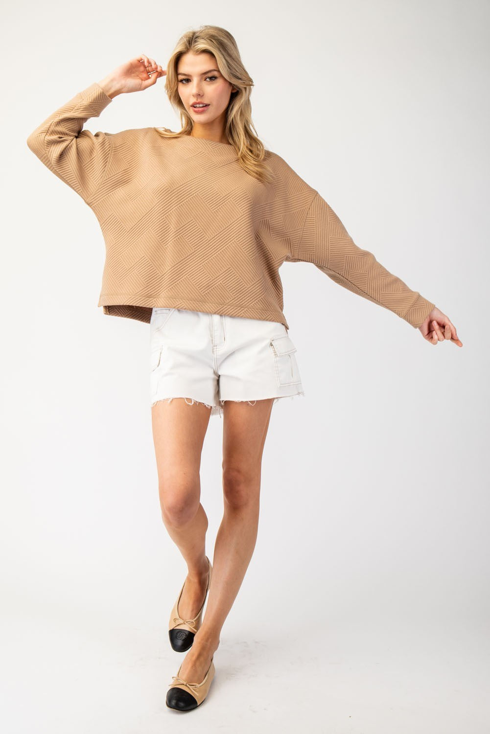 Textured Round Neck Long Sleeve