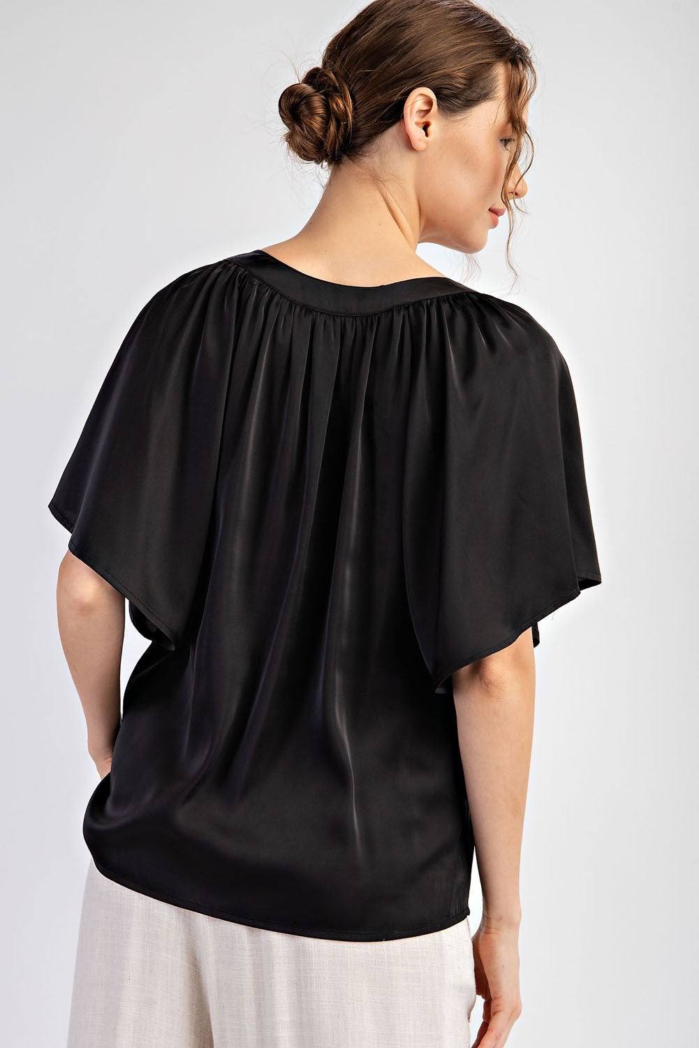 Pleated Notch Neck Top