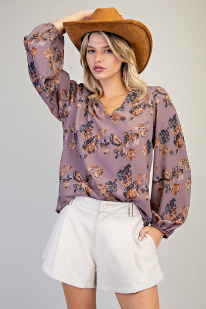 Floral Printed Long Sleeve Top