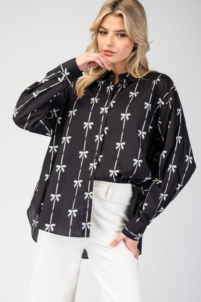 Ribbon Long Sleeve Blouse Top