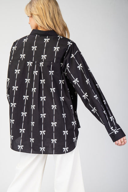 Ribbon Long Sleeve Blouse Top