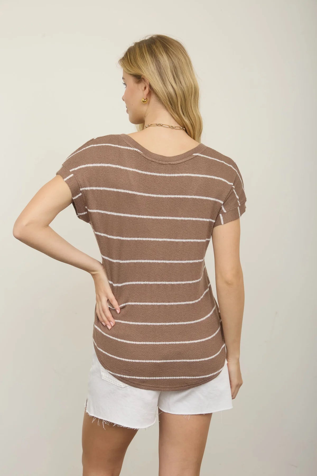 Drop Shoulder V Neck