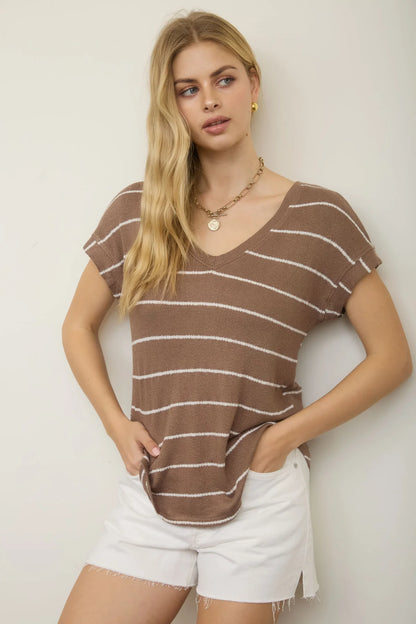 Drop Shoulder V Neck