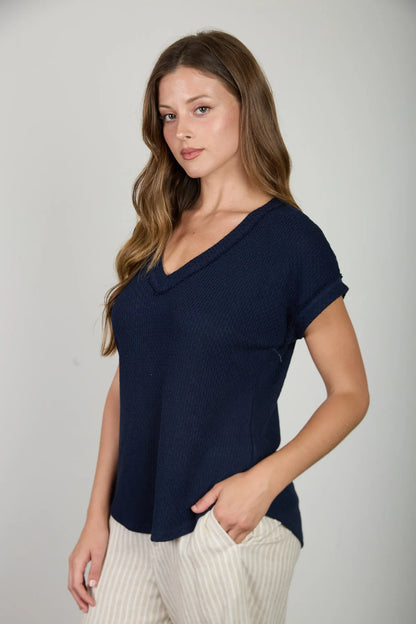 V Neck Drop Shoulder