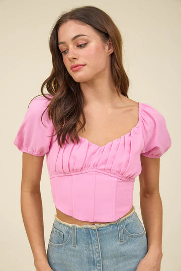 CORSET PUFF SLEEVE CROP