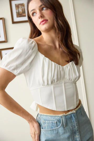 CORSET PUFF SLEEVE CROP