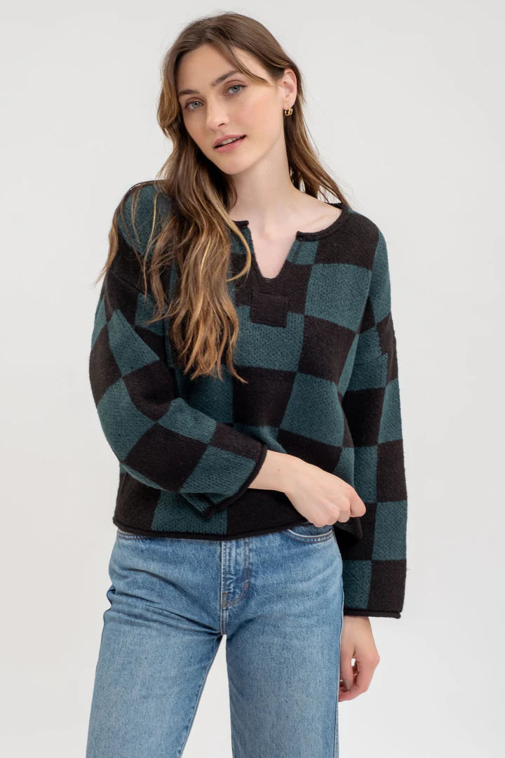 Checkered Knit Sweater