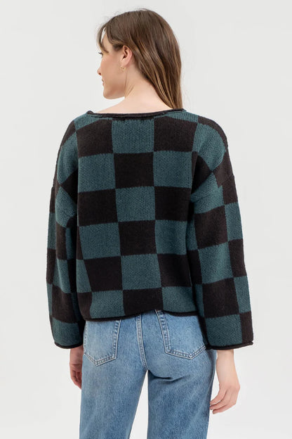 Checkered Knit Sweater