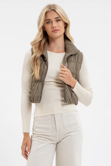 ZIP UP CROPPED PUFFER VEST