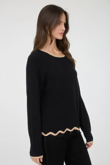 SCALLOP TRIM SWEATER