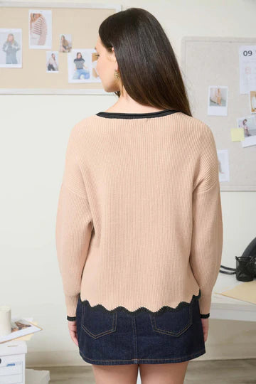 SCALLOP TRIM SWEATER