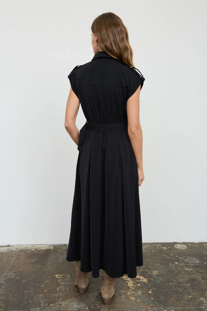 COLLARED BELTED MIDI