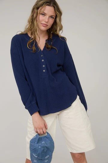 RIBBED HENLEY TOP