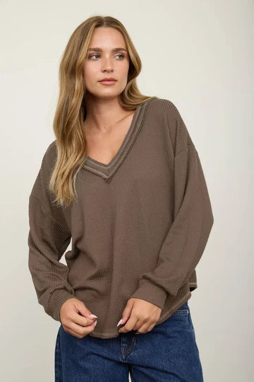 Relaxed Knit V-Neck