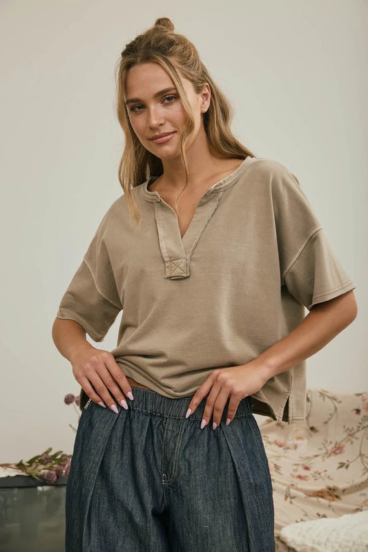 Easygoing Split Neck Knit