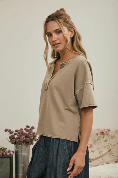 Easygoing Split Neck Knit