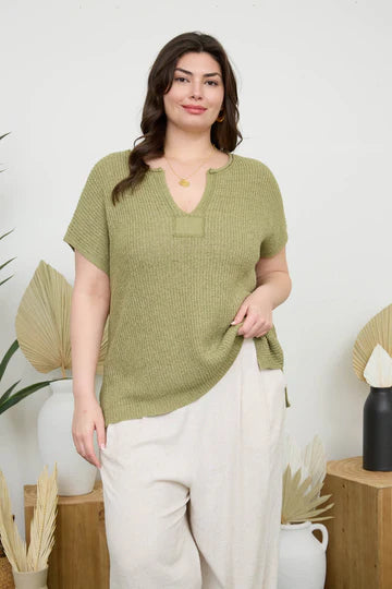 SPLIT NECK PULLOVER