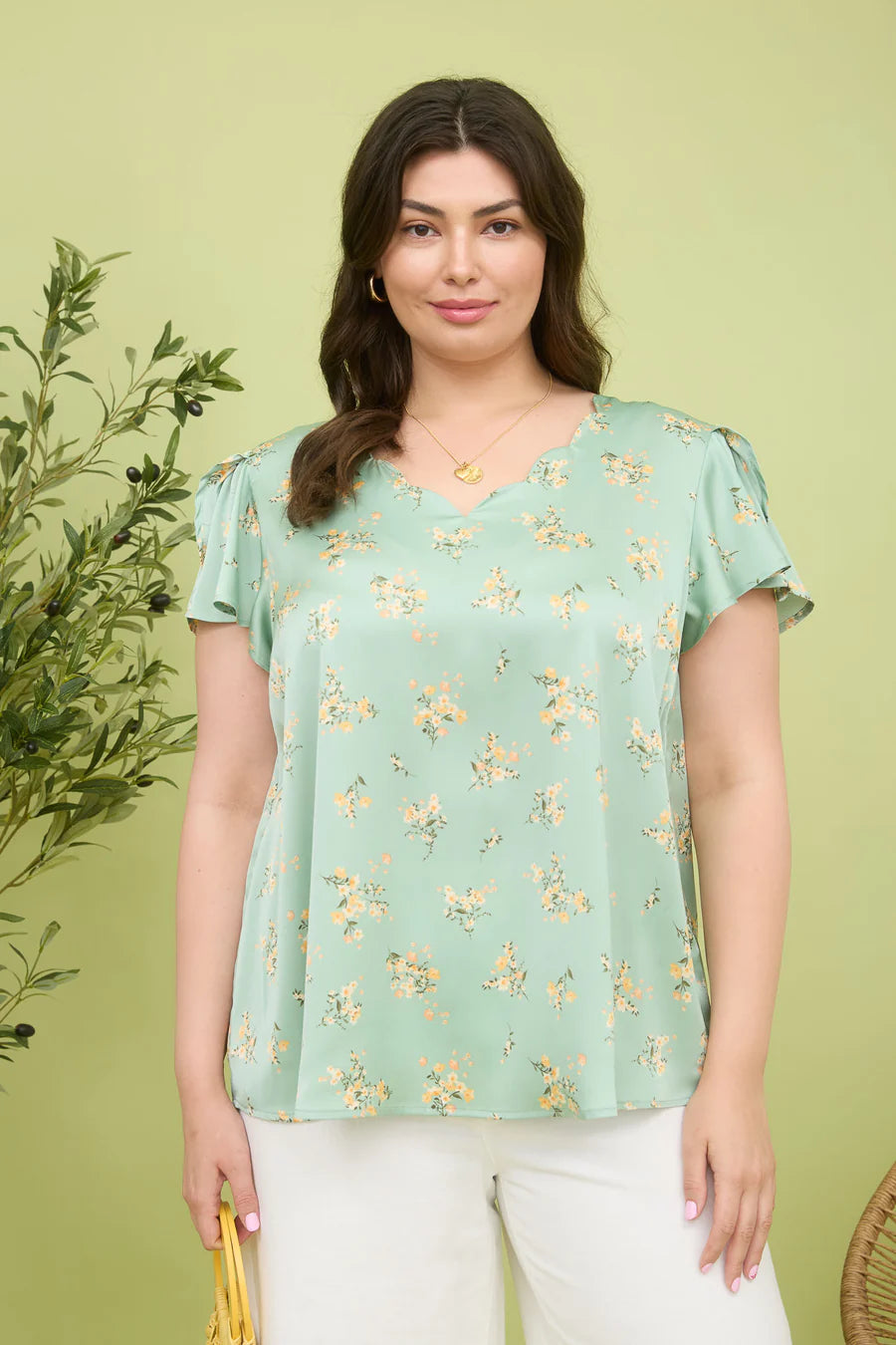 FLORAL SATIN BLOUSE