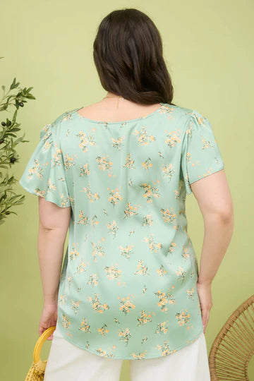 FLORAL SATIN BLOUSE