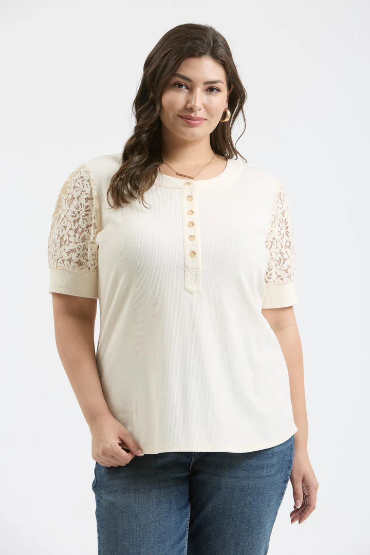 LACE PUFF SLEEVE TOP