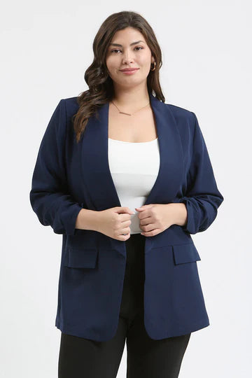 RUCHED SLEEVE BLAZER