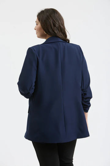 RUCHED SLEEVE BLAZER