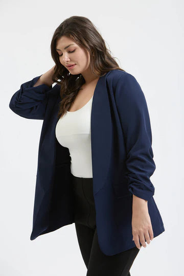 RUCHED SLEEVE BLAZER