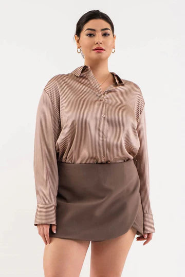 PINSTRIPE SATIN BLOUSE