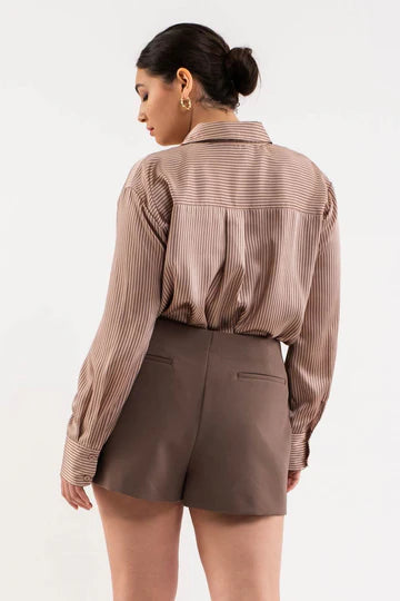PINSTRIPE SATIN BLOUSE