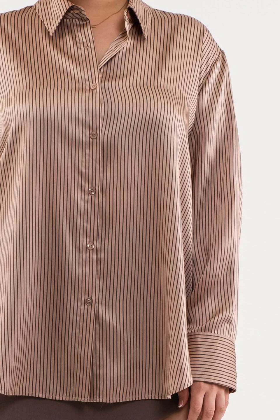 PINSTRIPE SATIN BLOUSE