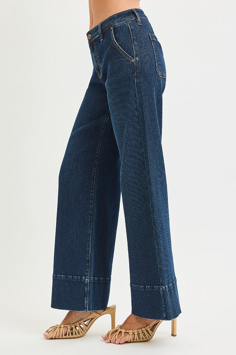 RISEN WIDE HEM JEANS- Mid