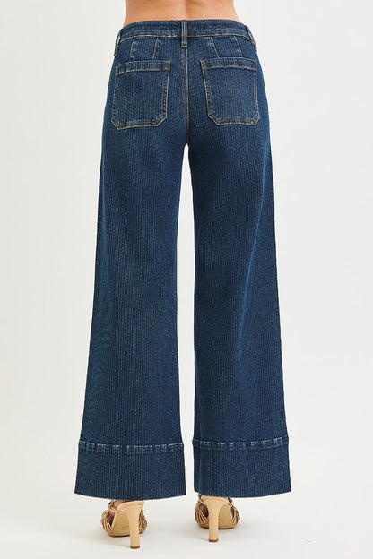 RISEN WIDE HEM JEANS- Mid