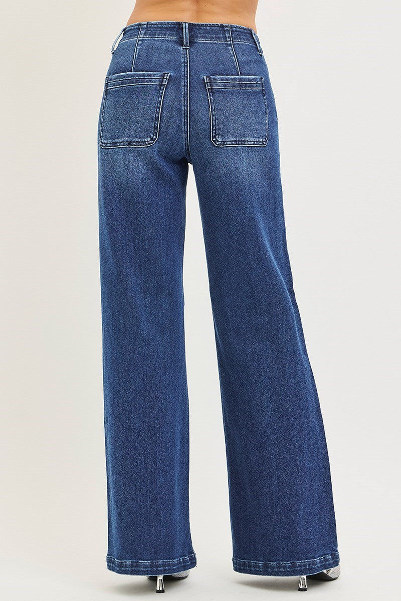 RISEN WIDE SLANTED JEANS-HIGH