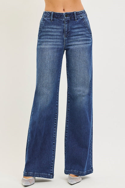 RISEN WIDE SLANTED JEANS-HIGH