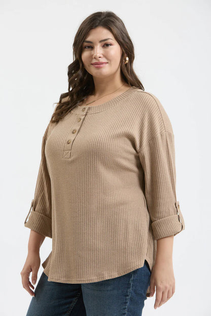 3/4 SLEEVE HENLEY TOP