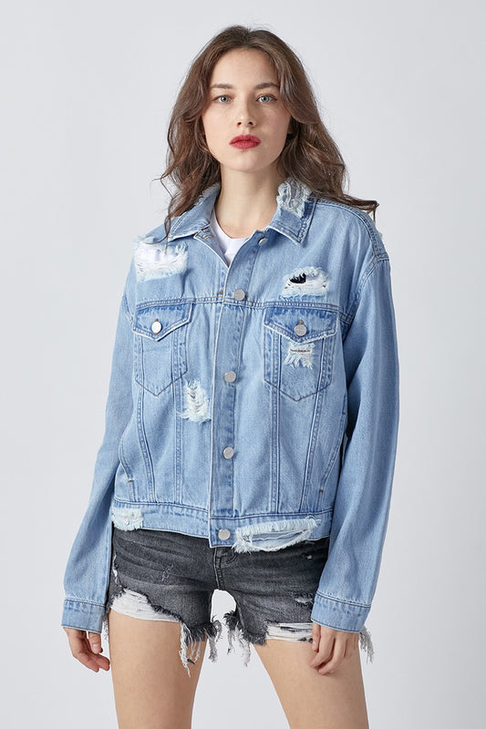 RISEN DISTRESSED JEAN JACKET