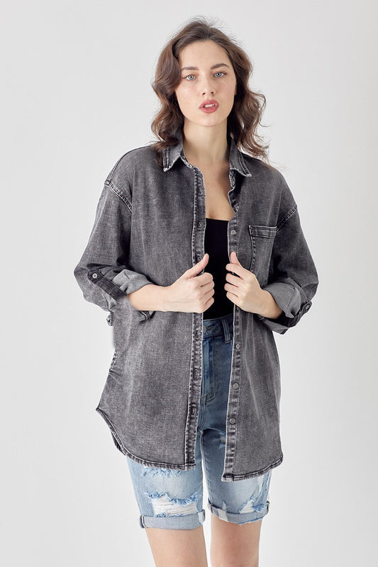 RISEN GREY DENIM SHIRT