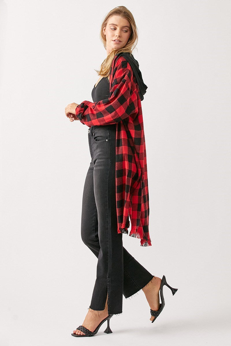 FLANNEL SHIRT JACKET W/ HOODIE